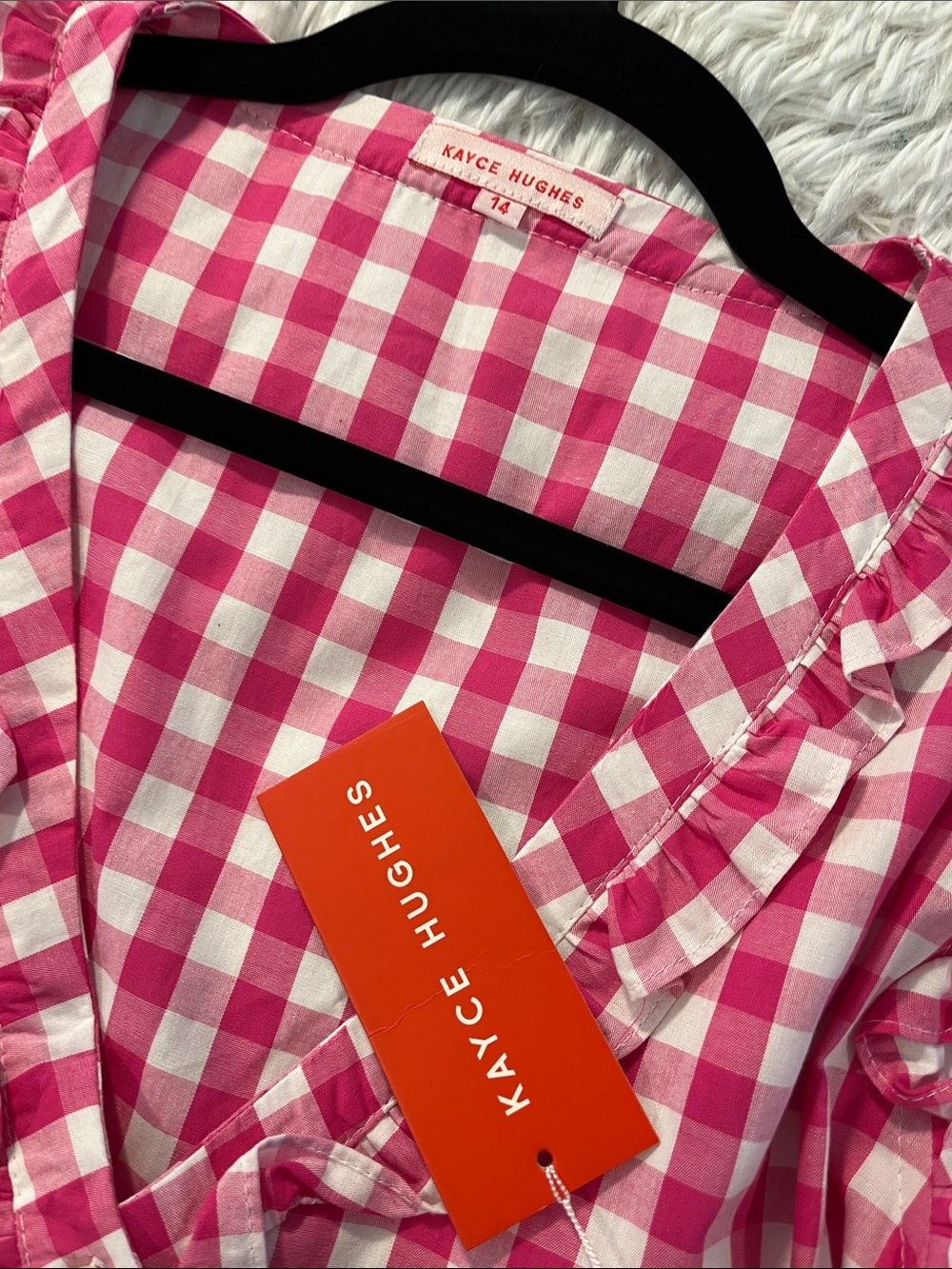 Willa Dress in Pink Gingham by Kayce Hughes 14 NWT - Picture 7 of 7